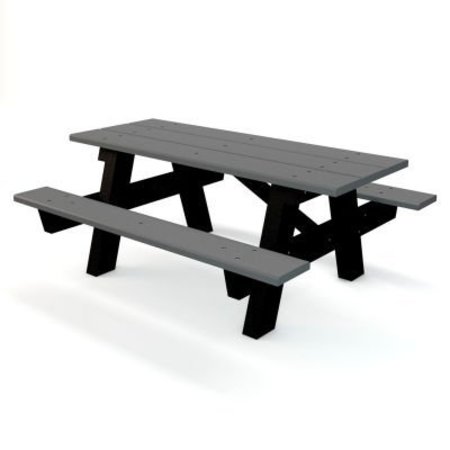 JAYHAWK PLASTICS Global Industrial 6' A Frame Rectangular Picnic Table, Recycled Plastic, Gray PB APIC6GRAGL